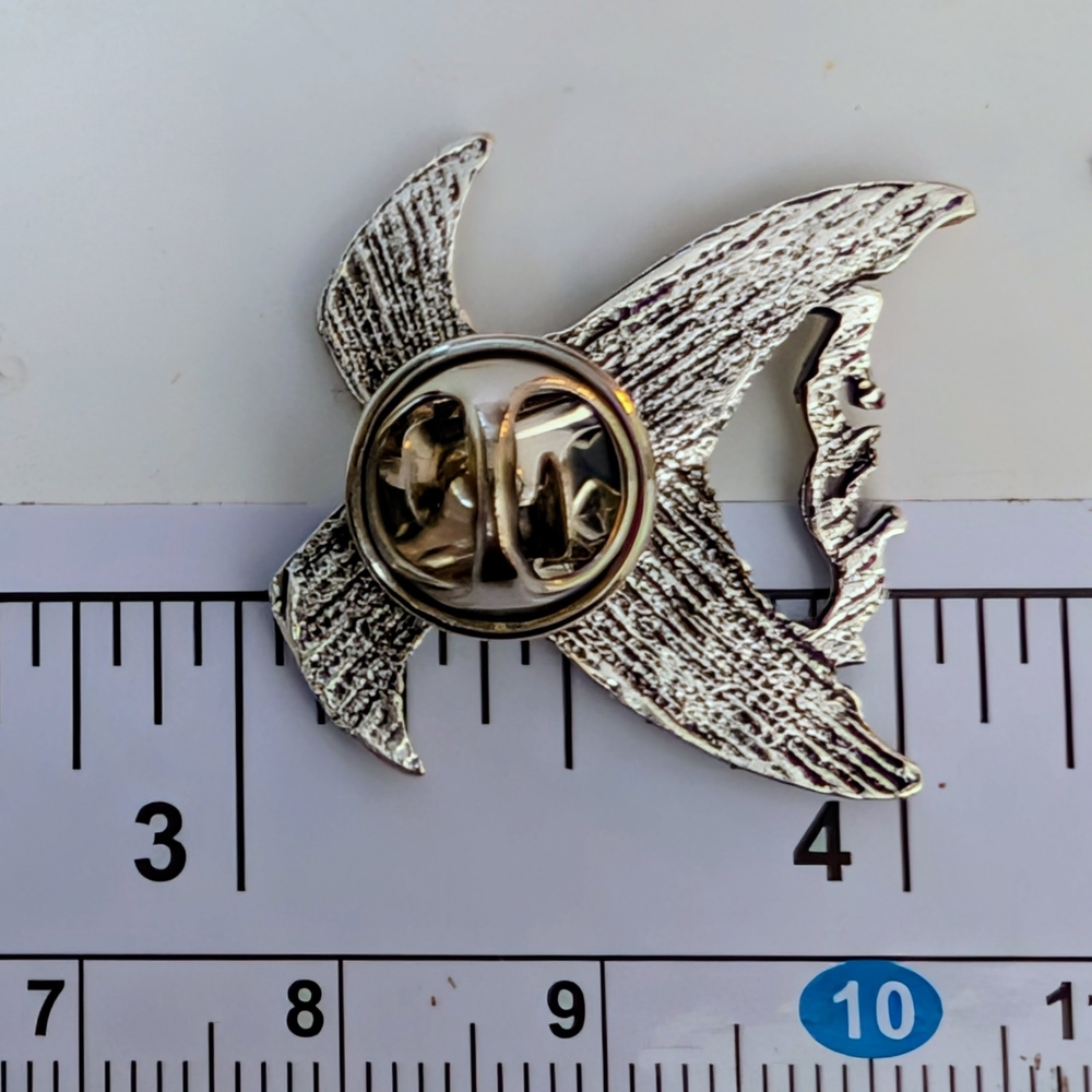 Twin Ravens Pin - Antique Silver - Viking / Celtic / Tribal Design - Picture 2 of 4